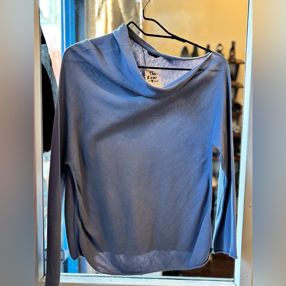 The Row Sky Blue Dyed Cotton Asymmetrical Sweater